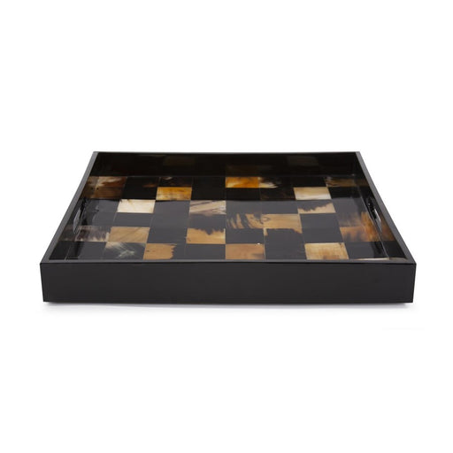 Howard Elliott Elias Horn Tiled Tray, Brown/Black/White - 25178