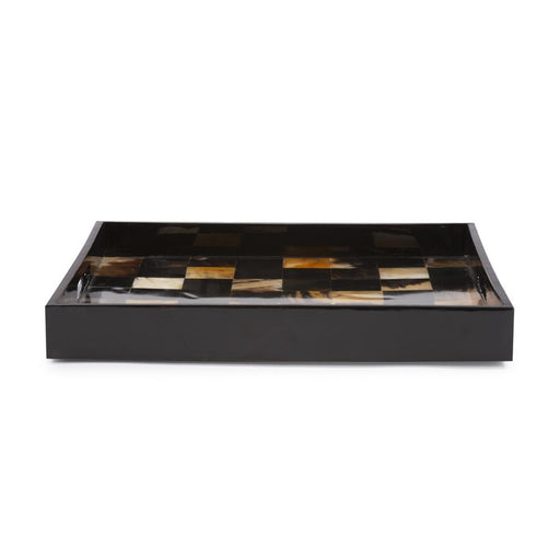 Howard Elliott Elias Horn Tiled Tray, Brown/Black/White