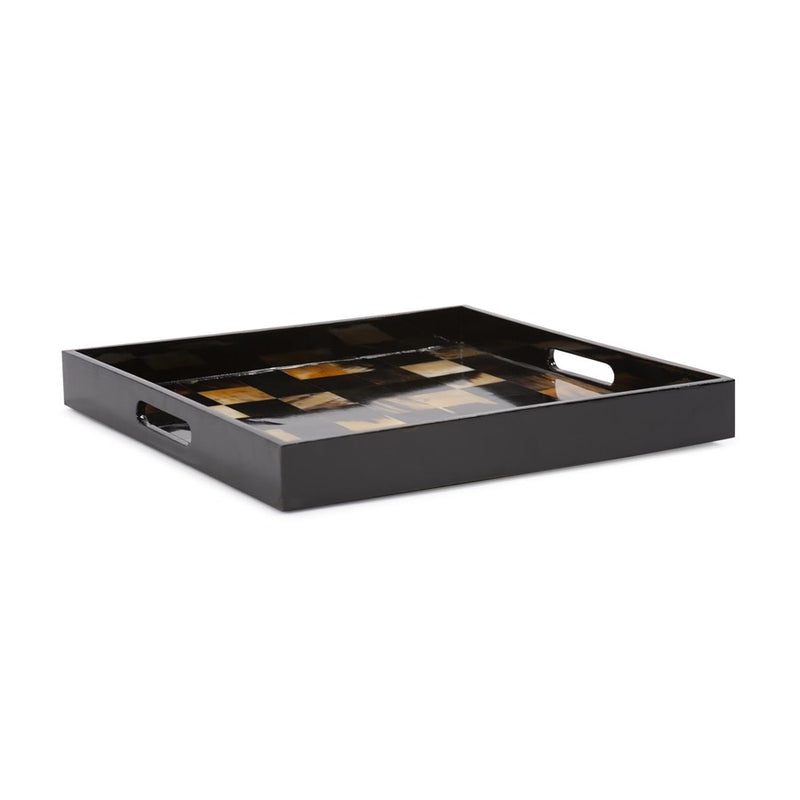 Howard Elliott Elias Horn Tiled Tray, Brown/Black/White
