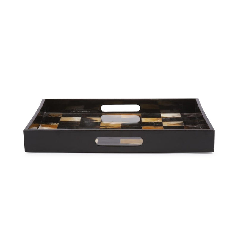 Howard Elliott Elias Horn Tiled Tray, Brown/Black/White