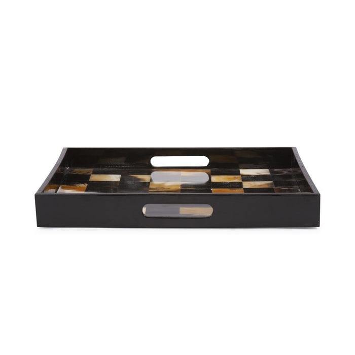 Howard Elliott Elias Horn Tiled Tray, Brown/Black/White