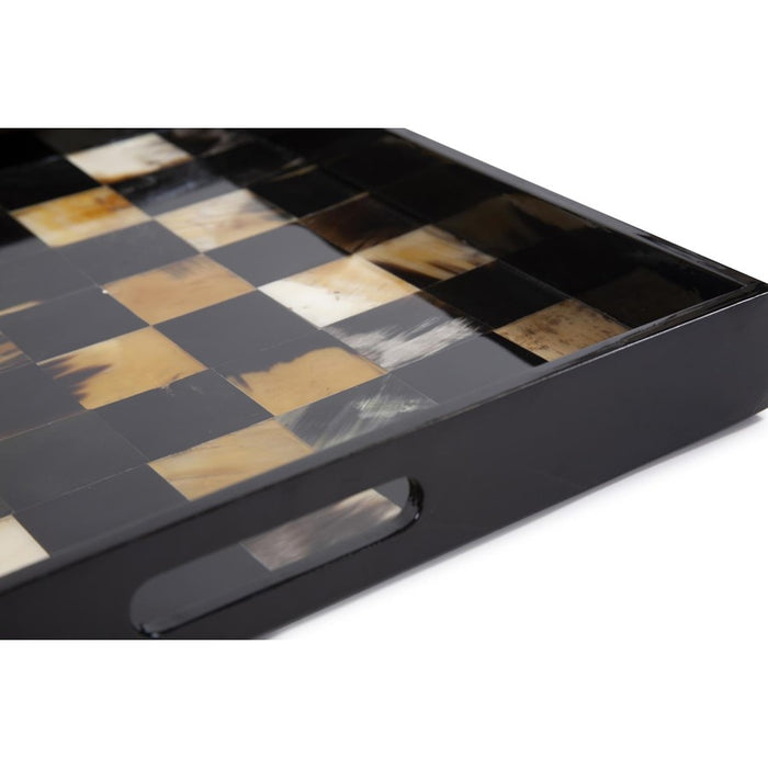 Howard Elliott Elias Horn Tiled Tray, Brown/Black/White