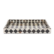 Howard Elliott Julianna Rectangular Horn/Shell Tiled Tray, Black/Pearl - 25179