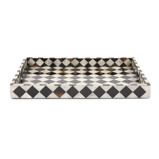 Howard Elliott Julianna Rectangular Horn/Shell Tiled Tray, Black/Pearl - 25179