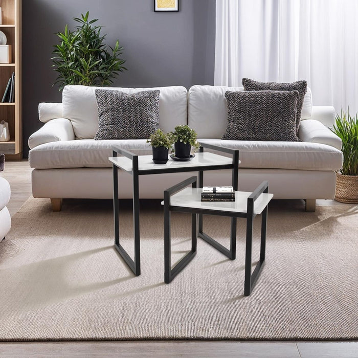 Howard Elliott Santiago Nesting Tables, Graphite/White