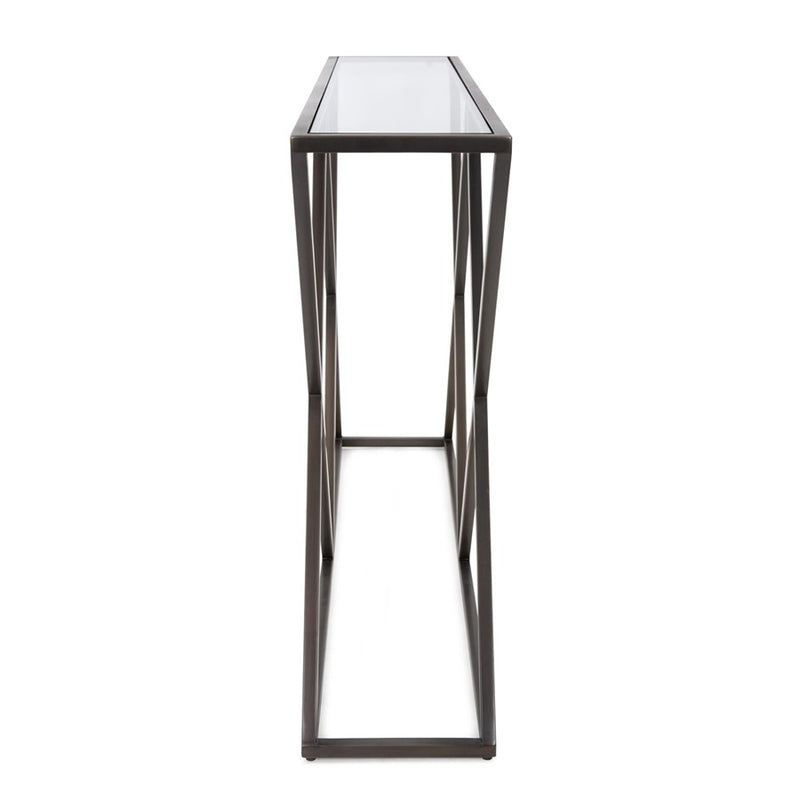 Howard Elliott Bennett Console Table, Brushed Gunmetal