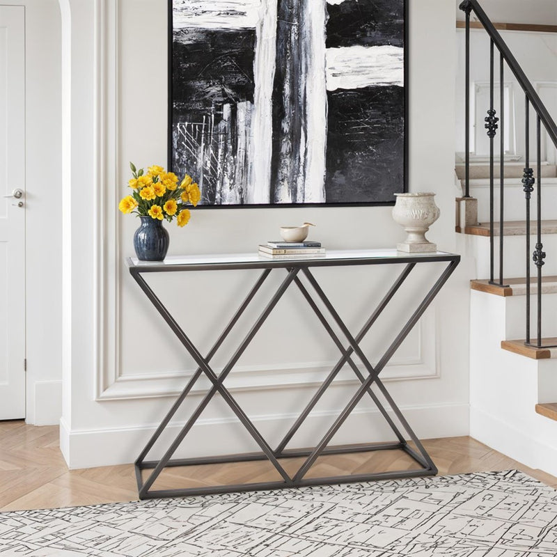 Howard Elliott Bennett Console Table, Brushed Gunmetal