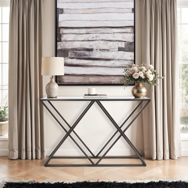 Howard Elliott Bennett Console Table, Brushed Gunmetal
