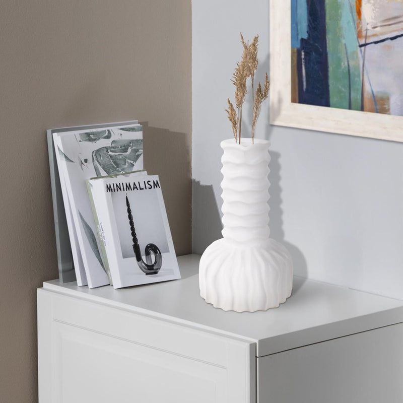 Howard Elliott Herring Bulbous Abstract Vase/Tall, White