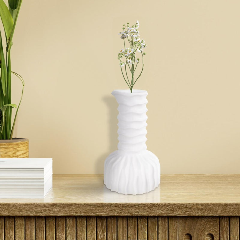 Howard Elliott Herring Bulbous Abstract Vase/Tall, White