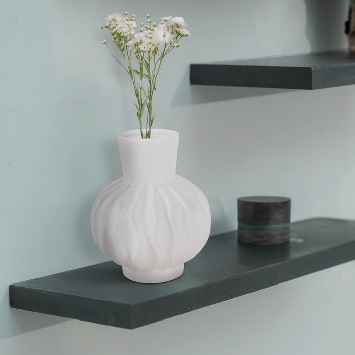 Howard Elliott Herring Bulbous Abstract Vase/Small, White