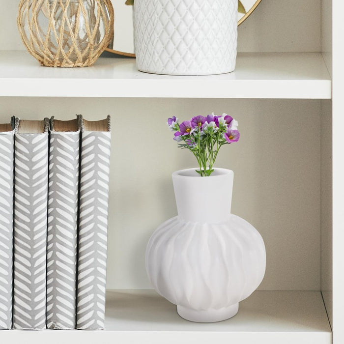 Howard Elliott Herring Bulbous Abstract Vase/Small, White