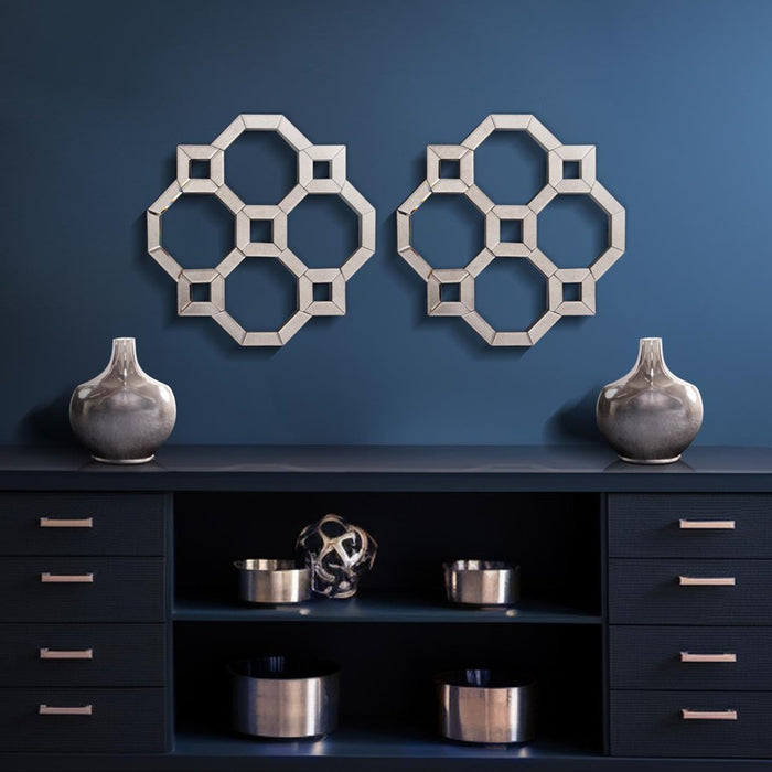 Howard Elliott Antoni Geometric Mirror, Antique Gray