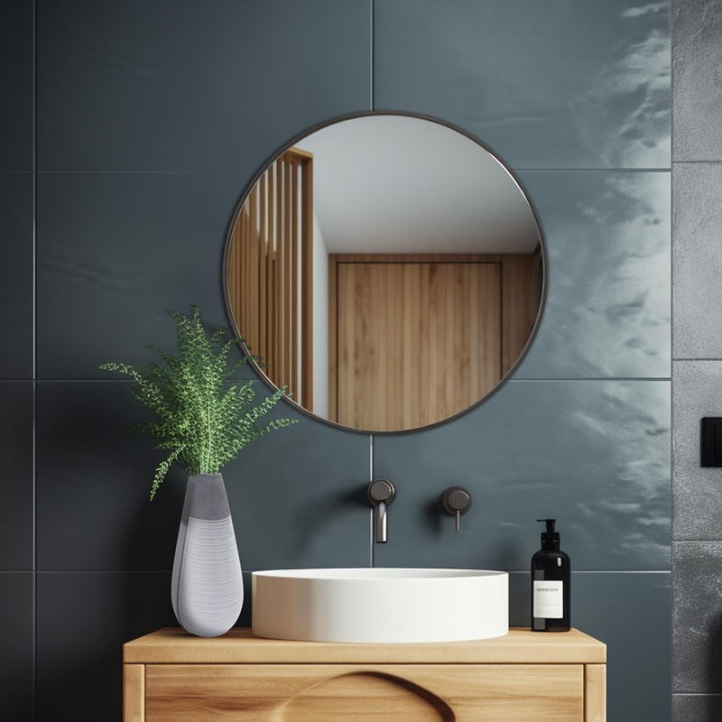 Howard Elliott Balducci Round Mirror/Small, Black