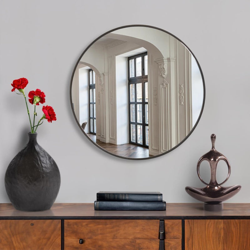Howard Elliott Balducci Round Mirror/Small, Black