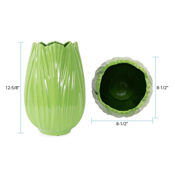 Howard Elliott Field Green Short Ceramic Vase