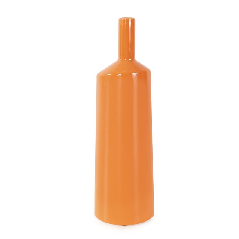 Howard Elliott Orange Valencia Askewed Short Bottle Vase - 34281