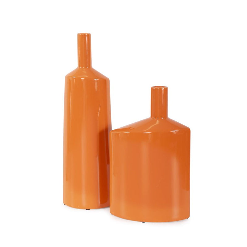 Howard Elliott Orange Valencia Askewed Short Bottle Vase