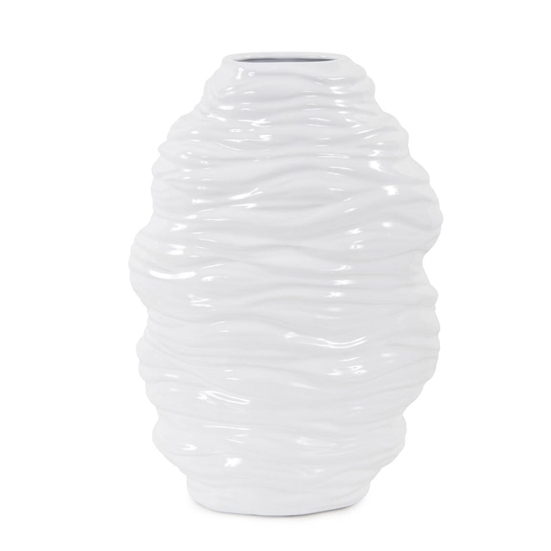 Howard Elliott Ebb Vase, Glossy White- Tall, Glossy White - 34982