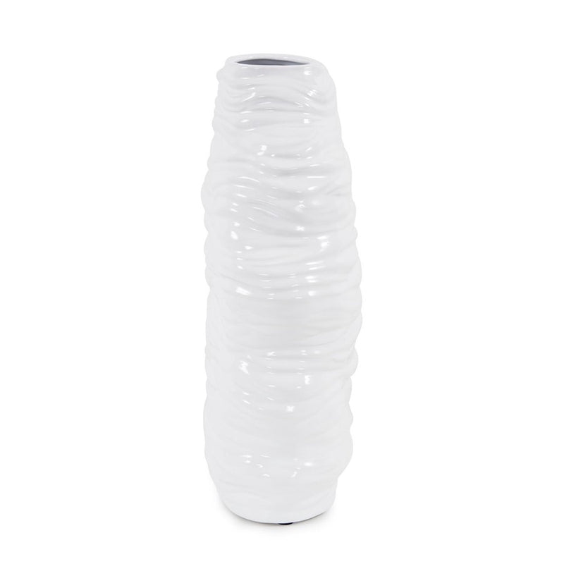 Howard Elliott Ebb Vase, Glossy White- Tall, Glossy White