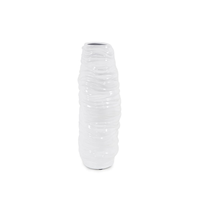 Howard Elliott Ebb Vase, Glossy White- Tall, Glossy White
