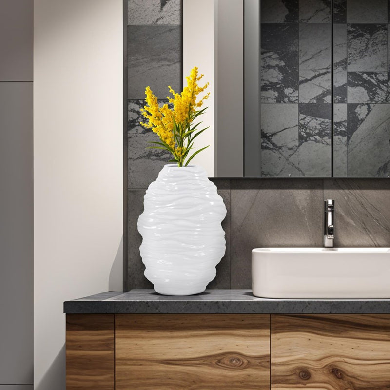 Howard Elliott Ebb Vase, Glossy White- Tall, Glossy White