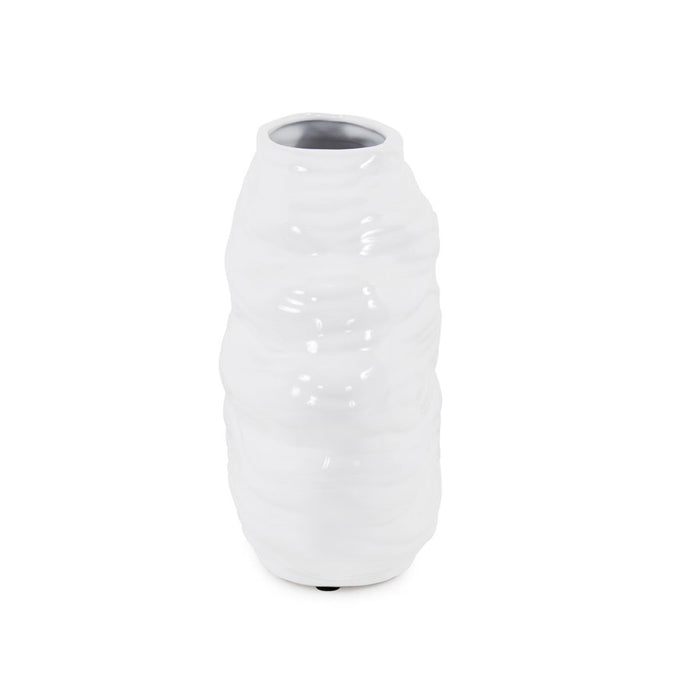 Howard Elliott Ebb Vase, Glossy White- Short, Glossy White
