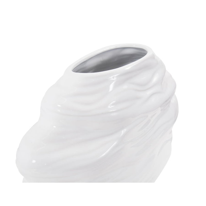 Howard Elliott Ebb Vase, Glossy White- Short, Glossy White