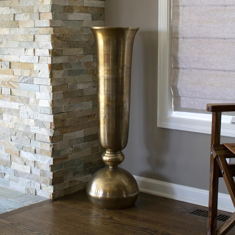 Howard Elliott Gold Oversized Trumpet Vase, Gold
