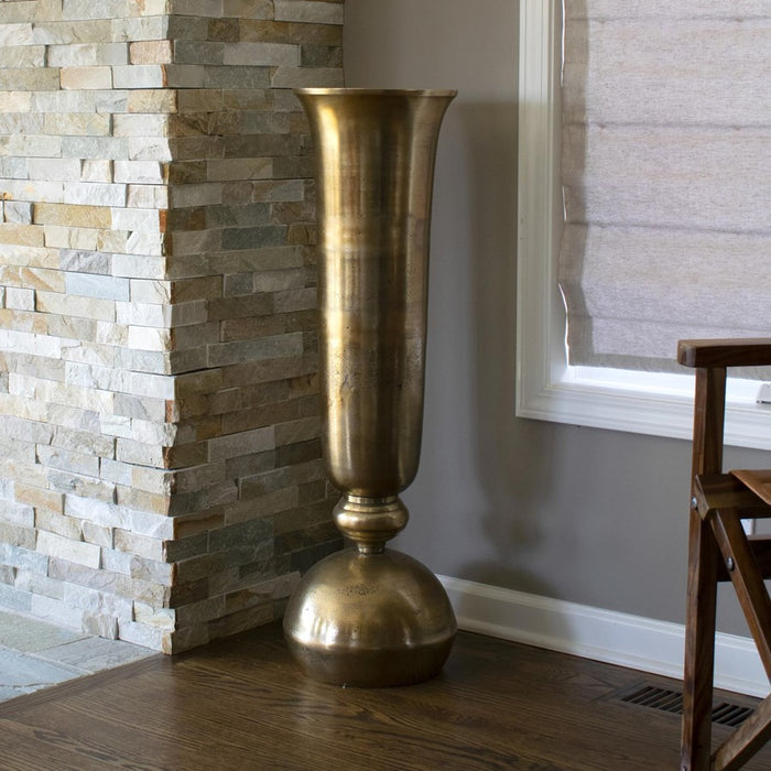 Howard Elliott Gold Oversized Trumpet Vase, Gold