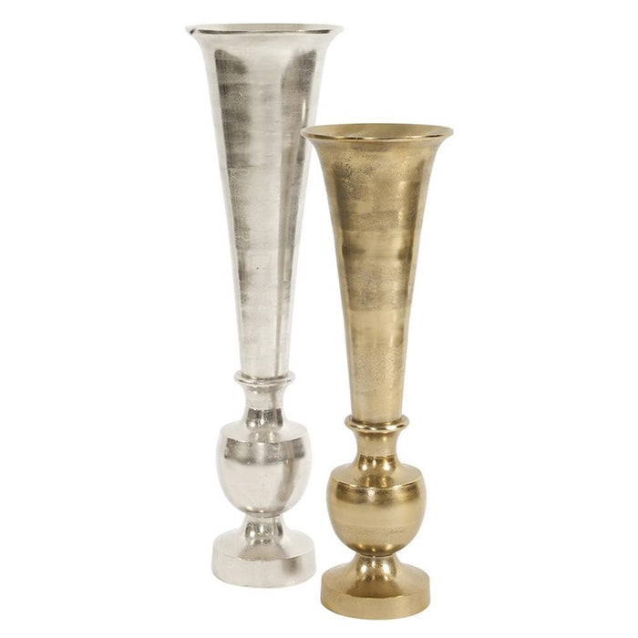 Howard Elliott Oversized Flared Silver Aluminum Vase/Large, Silver