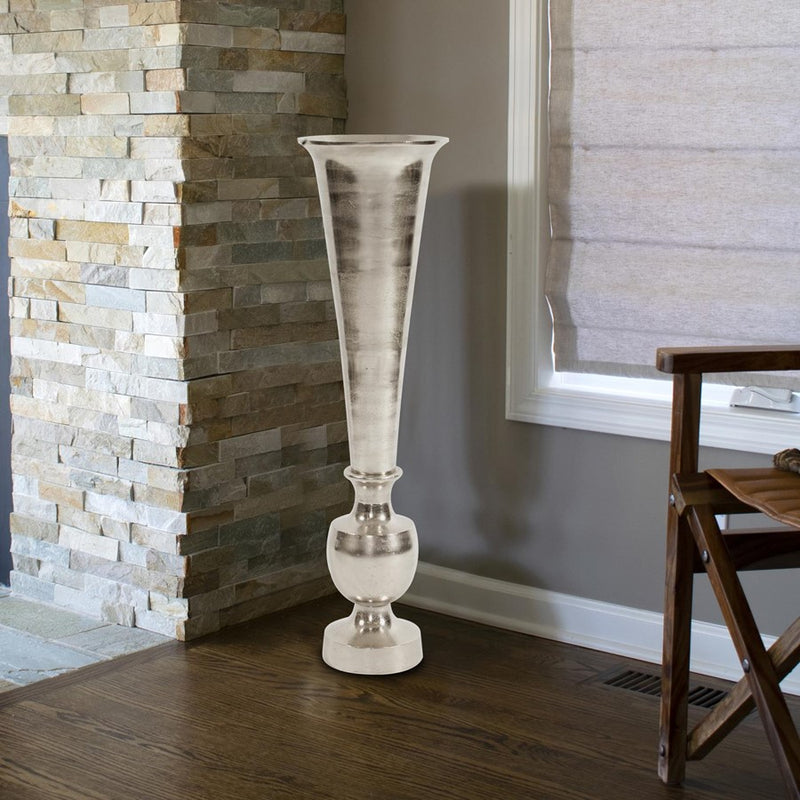 Howard Elliott Oversized Flared Silver Aluminum Vase/Large, Silver