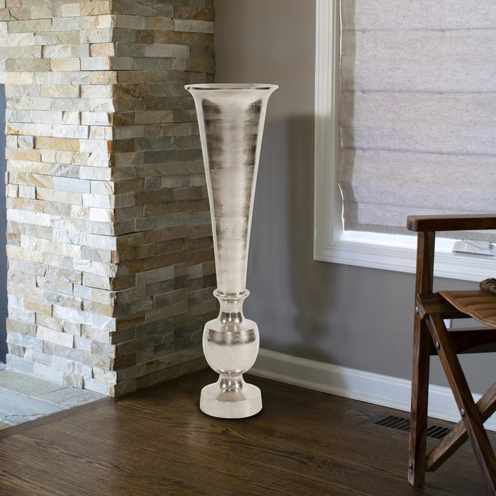 Howard Elliott Oversized Flared Silver Aluminum Vase/Large, Silver