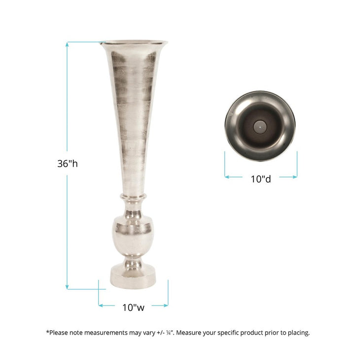 Howard Elliott Oversized Flared Silver Aluminum Vase/Large, Silver
