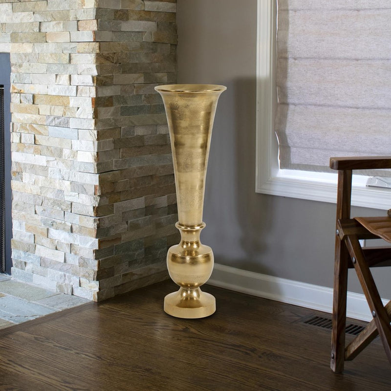 Howard Elliott Oversized Flared Gold Aluminum Vase/Small, Gold