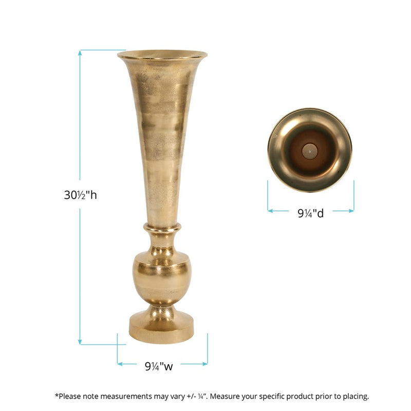 Howard Elliott Oversized Flared Gold Aluminum Vase/Small, Gold