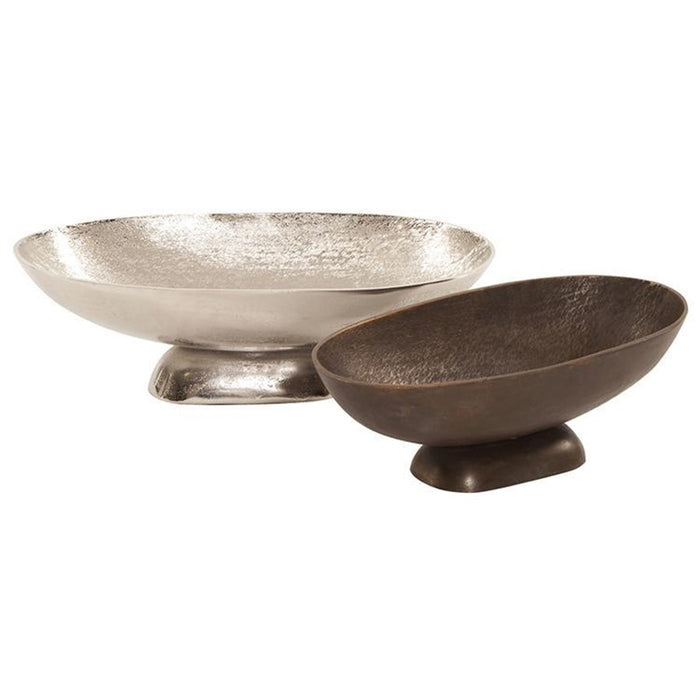 Howard Elliott Textured Footed Bowl, Bright Silver/Large, Silver