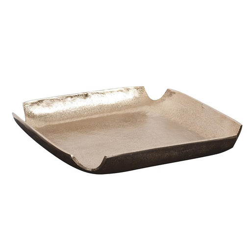 Howard Elliott Raw Gold Aluminum Tray with Notched Corners, Gold