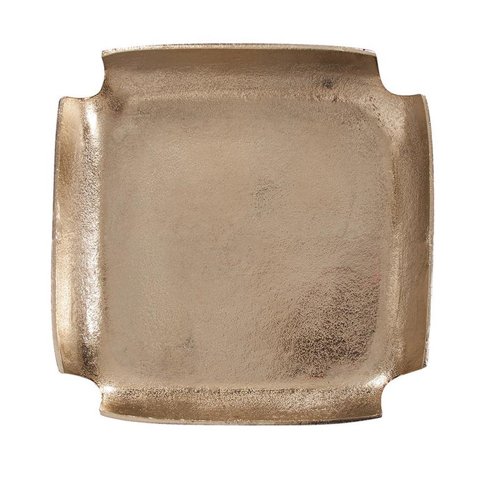 Howard Elliott Raw Gold Aluminum Tray with Notched Corners, Gold