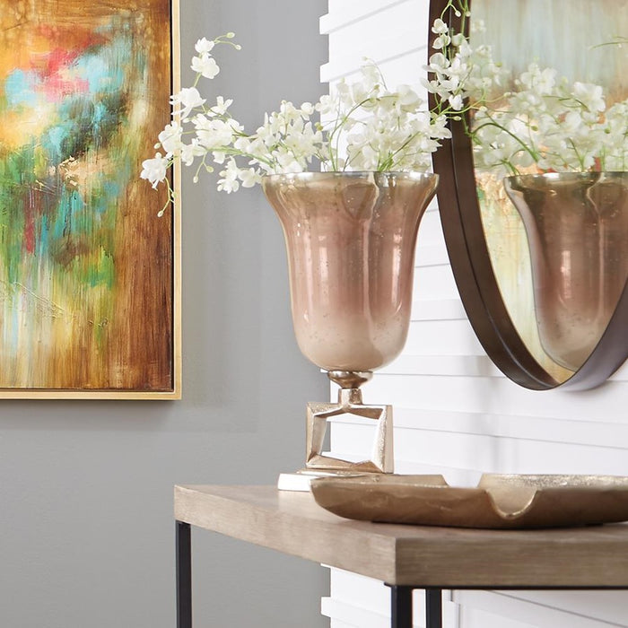 Howard Elliott Raw Gold Aluminum Tray with Notched Corners, Gold