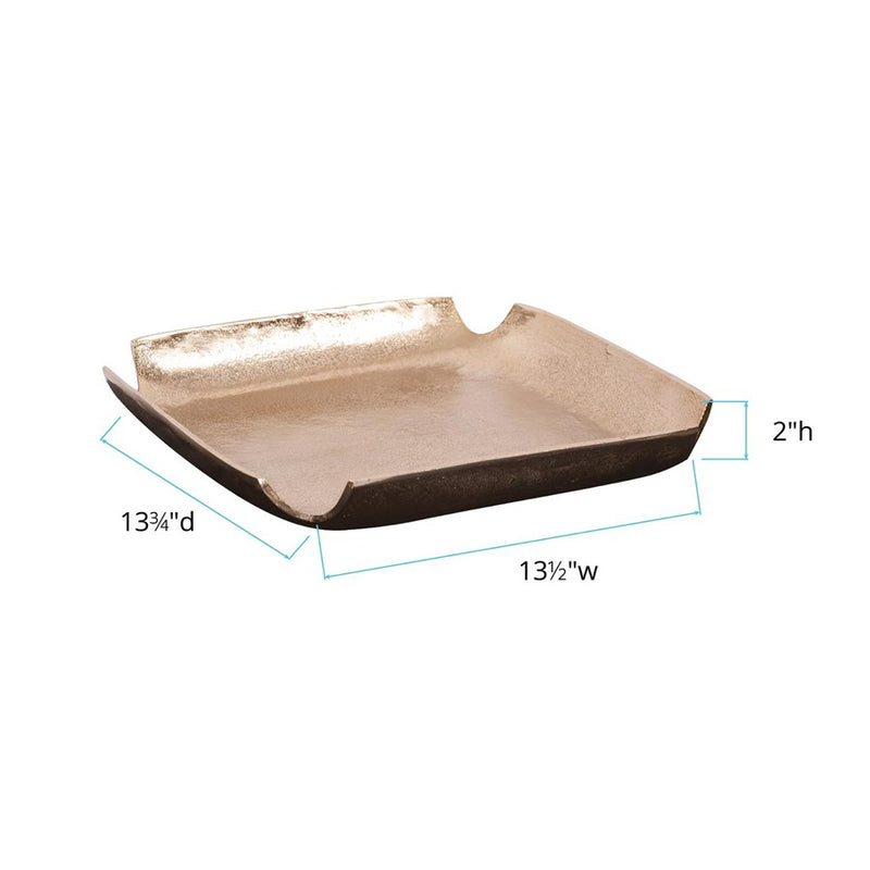 Howard Elliott Raw Gold Aluminum Tray with Notched Corners, Gold