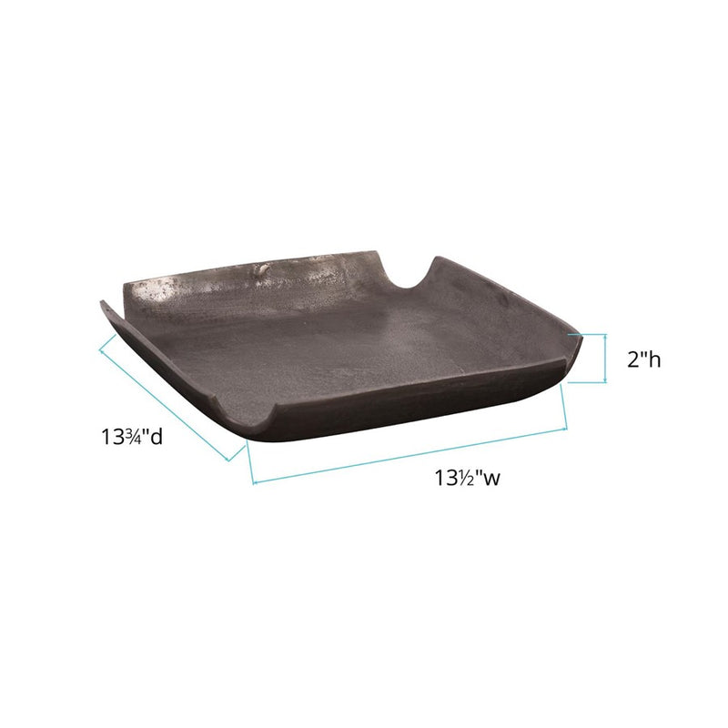 Howard Elliott Graphite Aluminum Tray with Notched Corners, Graphite