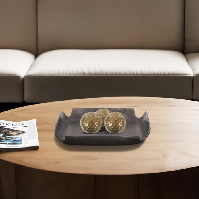 Howard Elliott Graphite Aluminum Tray with Notched Corners, Graphite