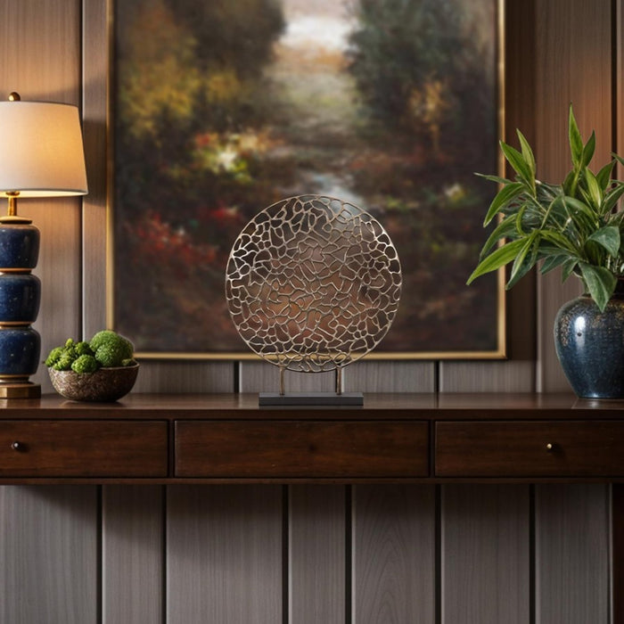 Howard Elliott Bronze Aluminum Branch Disk Sculpture, Bronze