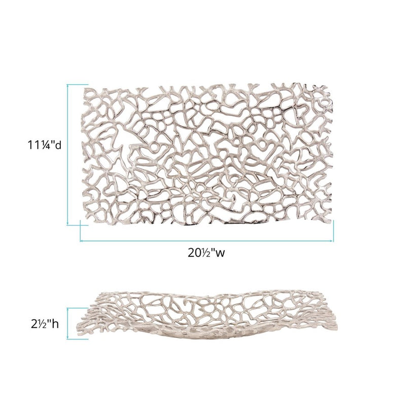 Howard Elliott Silver Aluminum Branch Tray, Silver