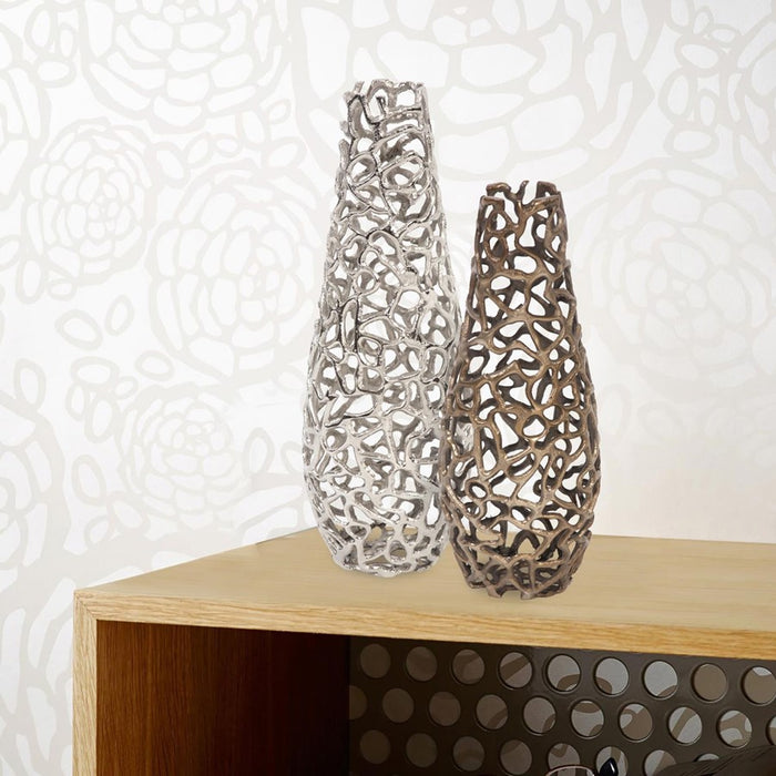 Howard Elliott Silver Aluminum Branch Vase/Large, Silver