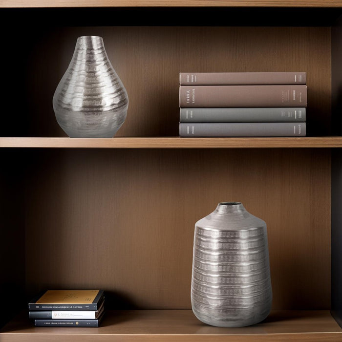 Howard Elliott Chiseled Silver Cylinder Vase/Large, Champagne