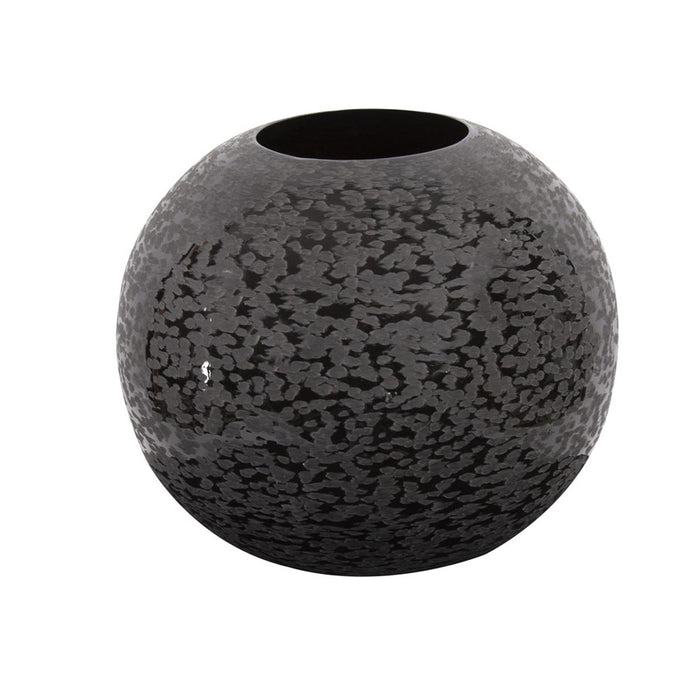 Howard Elliott Chiseled Texture Black Iron Globe Vase/Small, Black - 35221