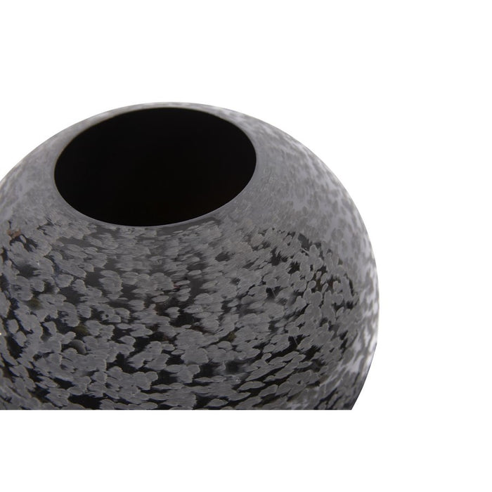 Howard Elliott Chiseled Texture Black Iron Globe Vase/Small, Black