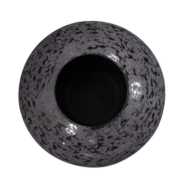 Howard Elliott Chiseled Texture Black Iron Globe Vase/Small, Black